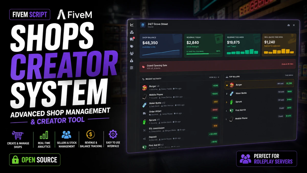Shops Creator System FiveM | Advanced Shop Management & Creator Tool | Open Source